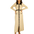 2025 european and american cross-border french chic women's polo collar metallic buckle long sleeve knit dress - autumn/winter base layer dress