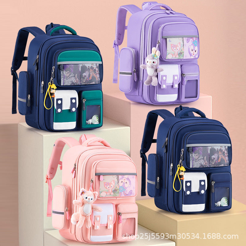 New children's schoolbag for primary school students in grades 1-6, burden reduction and spine protection, large-capacity men's and women's backpacks.