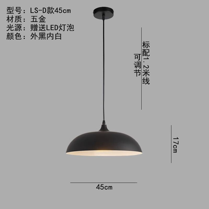 Minimalist industrial black projector light - retro creative restaurant, cafe, bubble tea shop, hot pot restaurant - unique pot lid pendant lamp