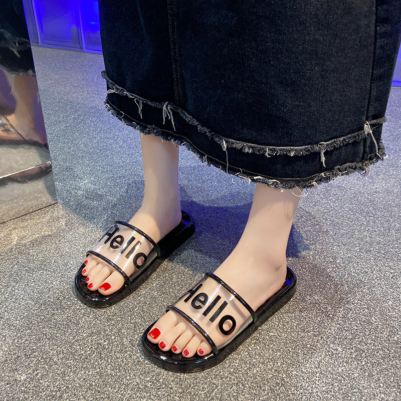 Trendy home transparent slippers women's summer new indoor anti-slip bath bathroom crystal slippers