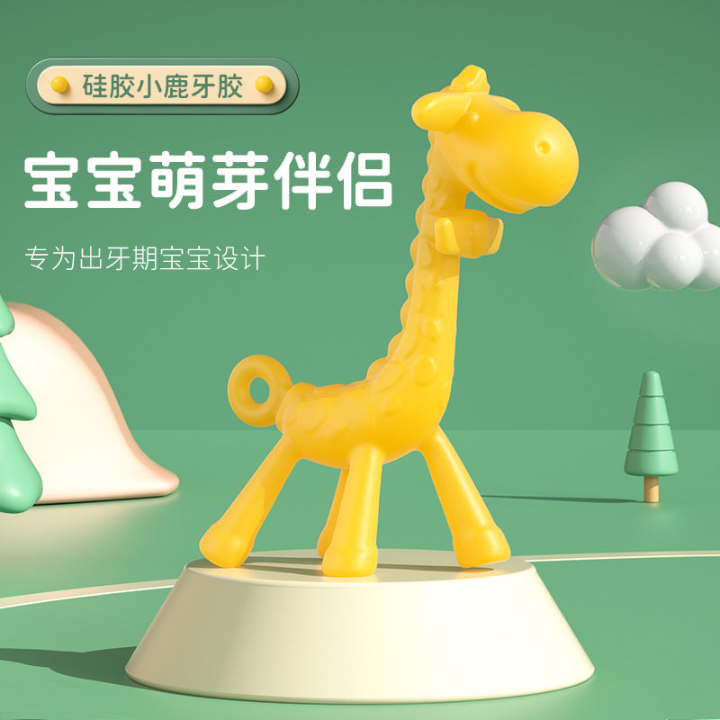 English card baby liquid silicone giraffe toothpaste safety silicone molar stick baby deer bite glue