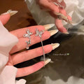 Asymmetrical tassel cat's eye butterfly earrings - a1830 silver