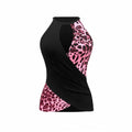 fashion leopard print patchwork halter top for women - sexy cutout irregular hem slim-fit top
