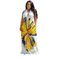 C6632 cross-border   fashion women's backless halter neck printed maxi dress
