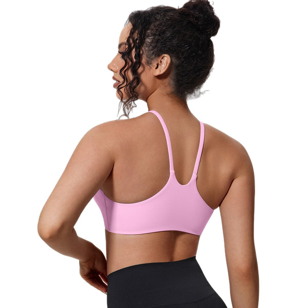 New arrival nude yoga vest thin shoulder straps detachable breast pad sports intimates suspenders beautiful back push up fitness bra