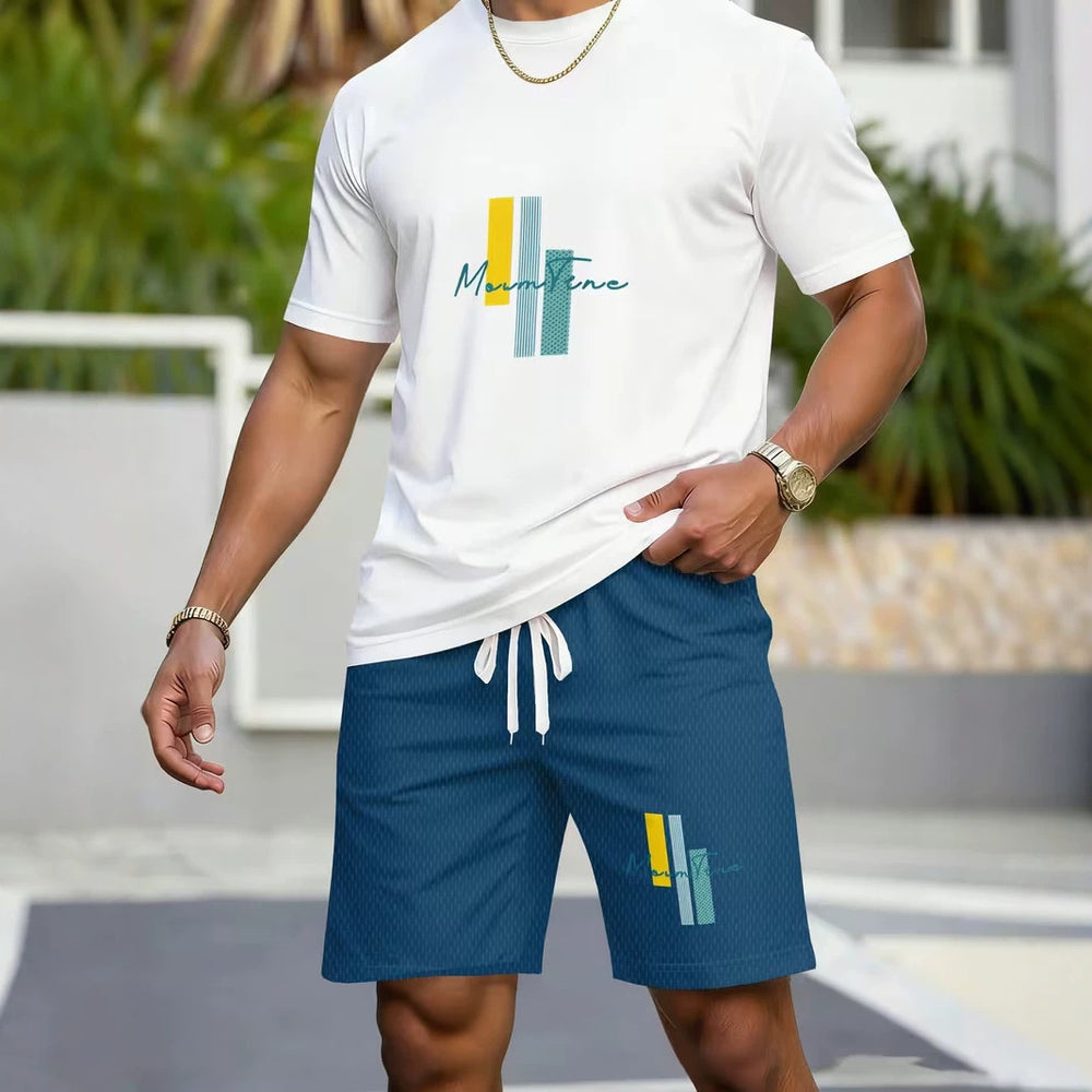 men's short-sleeve and shorts set, casual sportswear set, 3d printed cross-border hot seller, dropshipping available