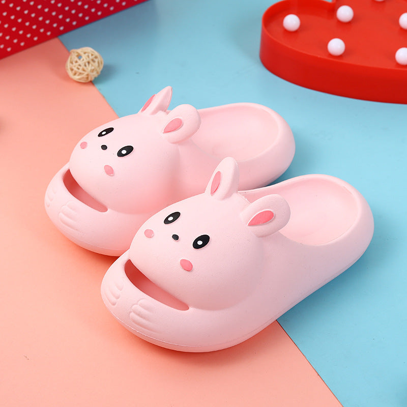 Rabbit slippers non-slipkidsgirl stomping on shit soft bottom children cartoon boys and girls indoor home bath sandals