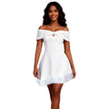 European and american sexy bowknot off-the-shoulder sequin bodycon bandeau waist party a-line dress
