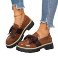 spring new bowknot british style leather shoes women's plus size cross-border export thick-soled loafers wholesale