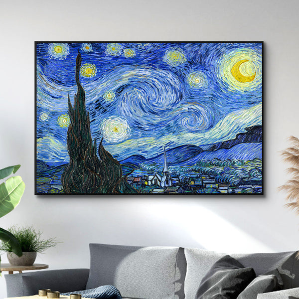 World famous painting Van Gogh decorative painting starry moon night living room sofa background wall hanging painting bedroom bedside mural starry sky painting