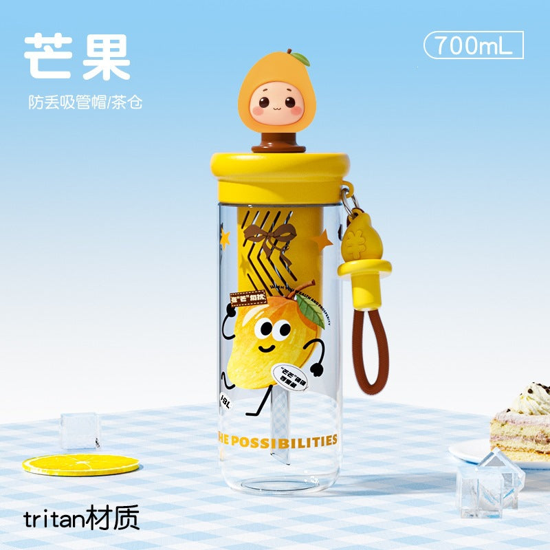 New tritan baby-grade high-temperature resistant plastic cup - student water bottle, portable and shatterproof fruit tea cup for summer school