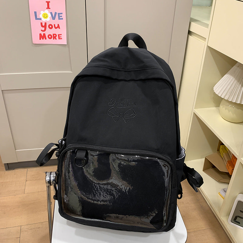 2025new arrival forest style large capacity backpack for women, preppy style soft girl girleasiest for match transparent pain bag school bag