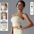 New arrivalpure color chest-wrapped yoga wear tops pleated tube top breathable silm anti-shedding running sports intimates fitness wear