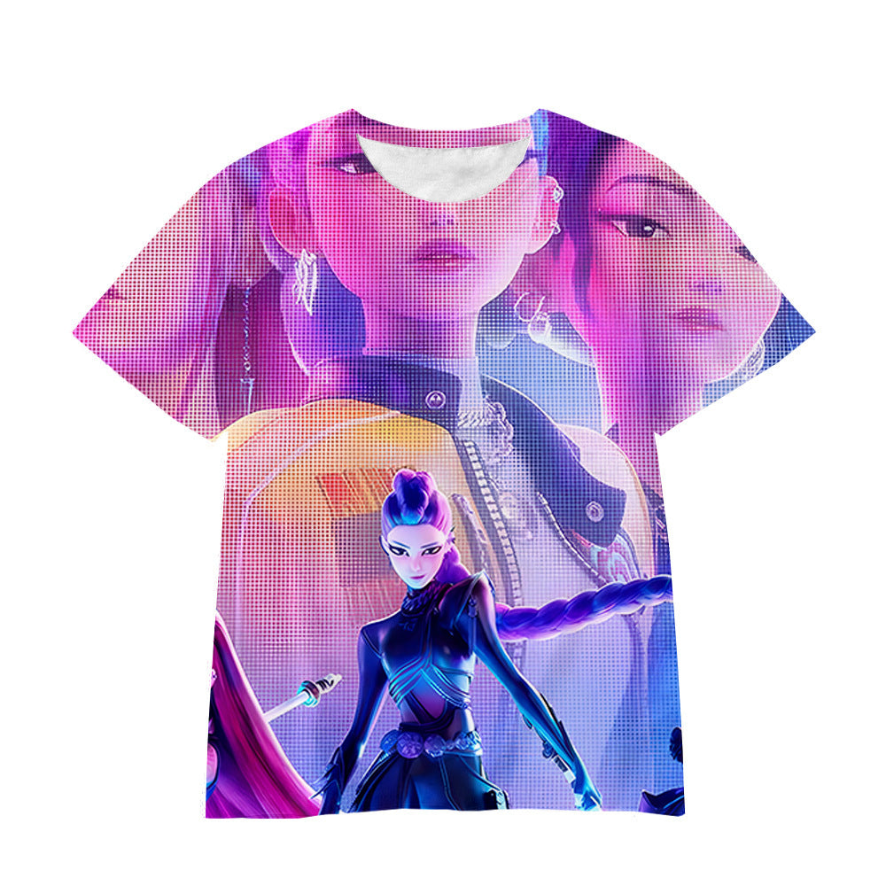Witcher boy group 3d digital printing cross-border overseas casual loosefashion t-shirt k-pop girls t-shirt