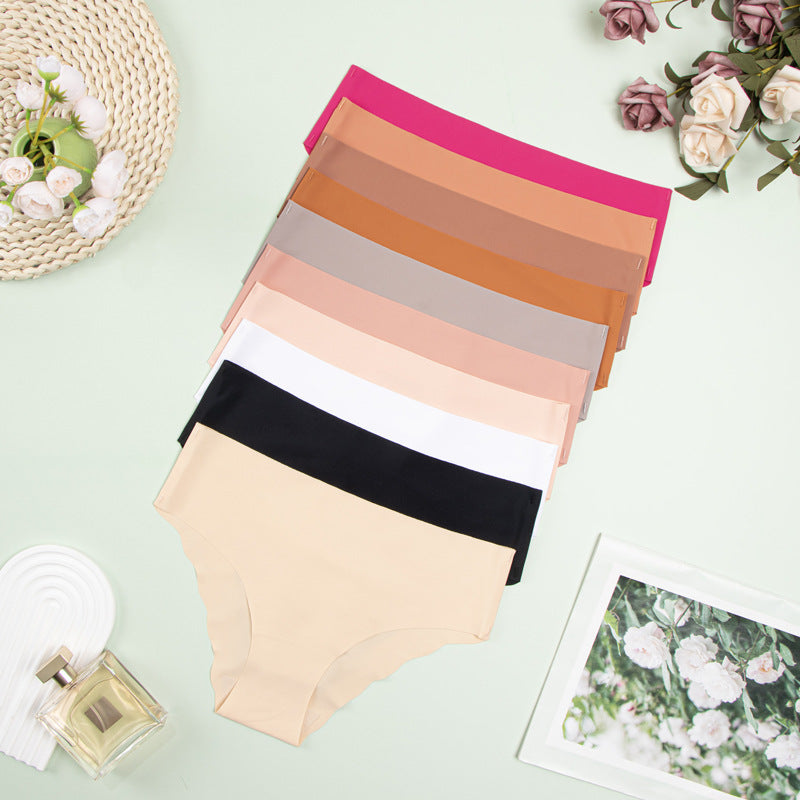fashionplus size seamless wavy edge underwear for women soft breathable cotton ladies ice silk briefs wholesale