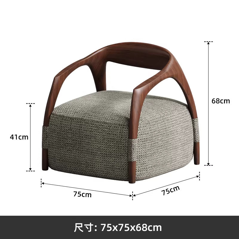 Nordic single sofa chair modern living room tech fabric leisure chair designer chair balcony japanese style solid wood sofa