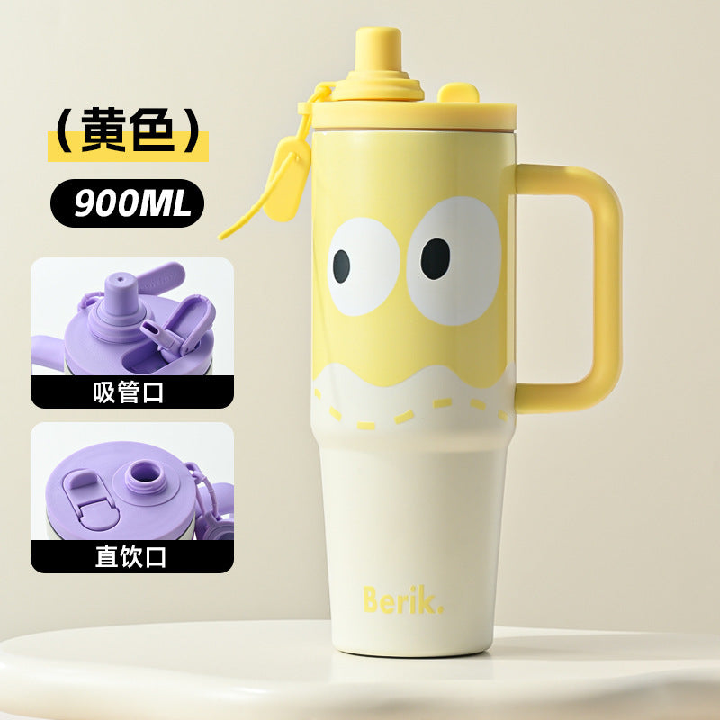 Influencer-approved new giant insulated tumbler: 316 stainless steel straw water bottle, high-style, large capacity, car-ready ice tumbler