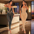 C7163 cross-border   fashion women's hot diamond sexy slimming arm bag strap jumpsuit