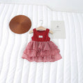 Girls' summer  new sweet princess red plaid patchwork cake vest dress sleeveless princess tutu dress