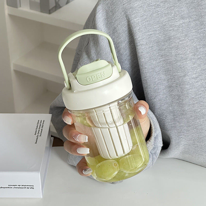 High-style plastic water bottle with handle, portable sports water bottle, sippy cup, dual-drink cup