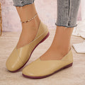 plus size soft leather flats women's  spring & fall new arrival non-slipplaid two-wear casualretro beanie shoes for women