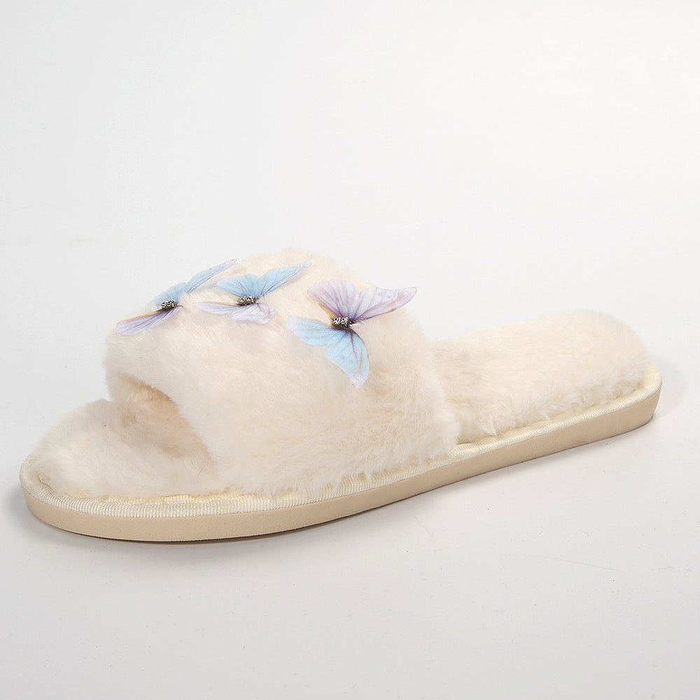 Indoor and outdoor heattechstuffedplus size cotton slippers for women aliexpressstuffedfamily slippers lace butterfly floor slippers