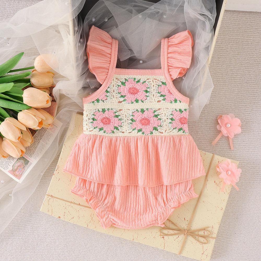 fashion children's clothing new arrival children's pink flying sleeve tops shorts