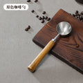 Custom 430 stainless steel round-head measuring spoons for baking, with beech wood handles – wholesale for home use and bubble tea shops