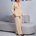 D3315 european and american style women's new fashion elegant ol ruffle long sleeve top and wide leg pants cross-border set
