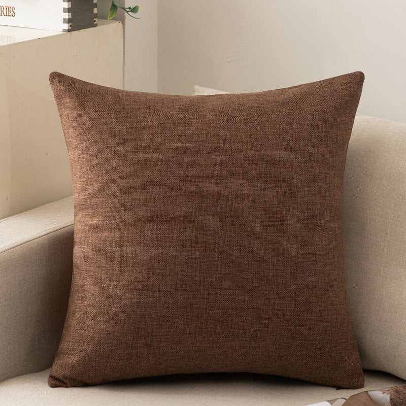 Solid color throw pillow sofa cushion cotton linen style minimalist modern office lumbar pillow square backrest bed headrest pillow