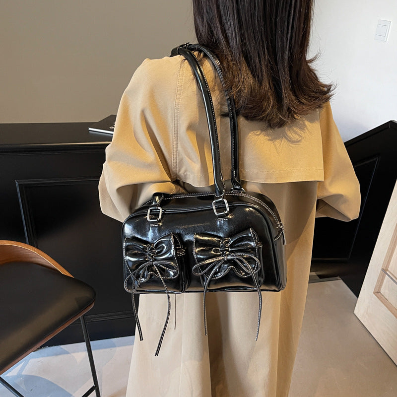 Ballet style bow underarm bag 2025 new niche fashion handbag temperament versatile shoulder bag