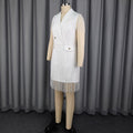 Export suit v neckshort party dress double breasted waist tassel hem work clothingdresses