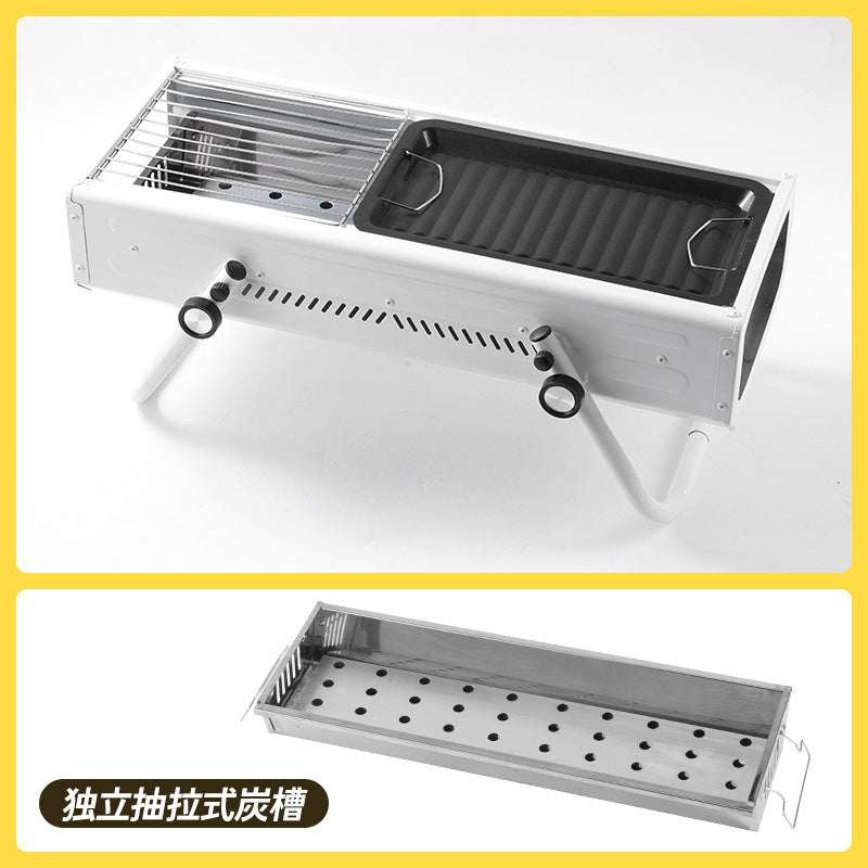 Outdoor charcoal grill - smokeless, foldable bbq grill, heavy-duty portable picnic charcoal grill, home carbon barbecue grill