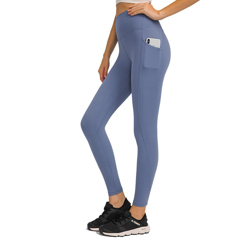 Dianqian new arrival soft and comfortable yoga pants with side flap pocket pants to lift the buttocks slimming look running sports fitness pants for women dl126