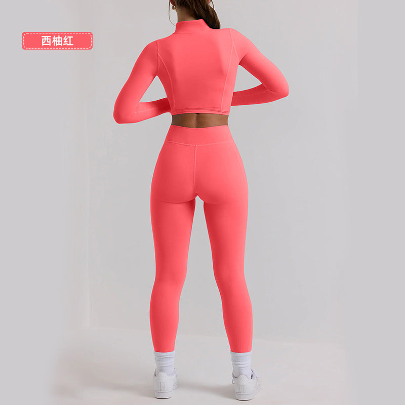 new arrival long-sleeve yoga top and bottom set - premium women's activewear two-piece workout outfit