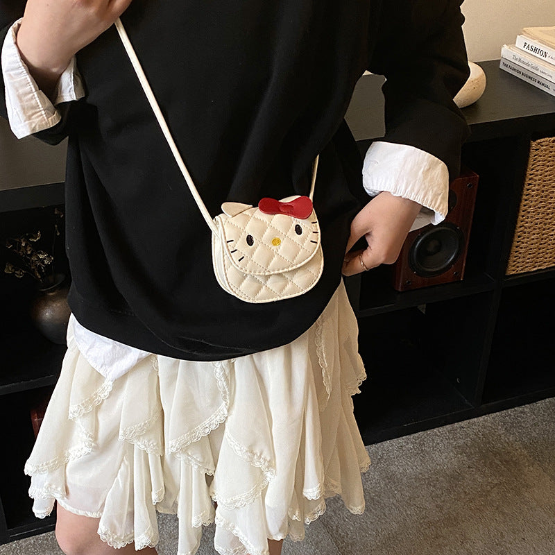 Cartoon kids' bag 2026 new family cute cat mini crossbody bag girls' coin purse compact lipstick bag