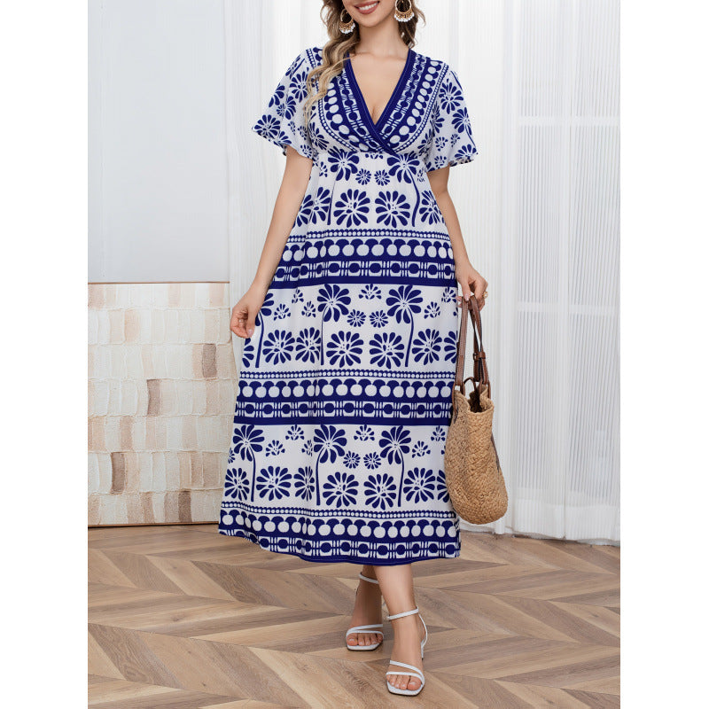 listing: new  women's original casual v-neck geometric print dress
