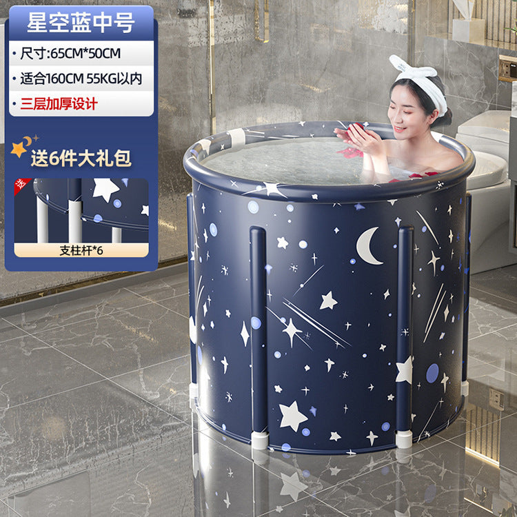 Thickened collapsible bathtub for adults - full body soaking tub with optional heating - home use bathtub for adults and children