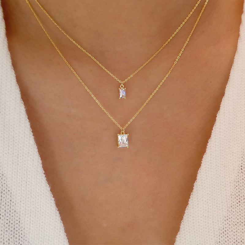 Gold-plated necklace wholesale new arrival cross-border crystal pendant multi-layer fashion celebrity street style sweater chain female factory direct sales