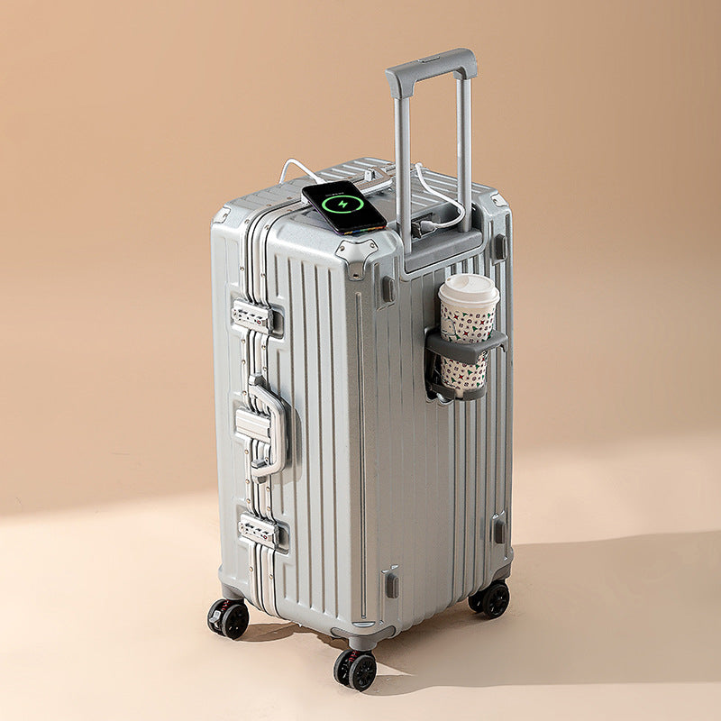 Large-capacity aluminum frame luggage trolley case 24-inch suitcase bag universal wheel leather case password case high-value customization