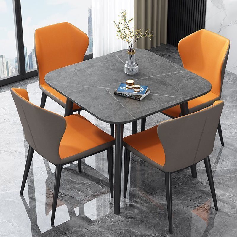 Nordic imported glossy sintered stone dining table - square, compact, casual reception & negotiation table - suitable for home, dining table set