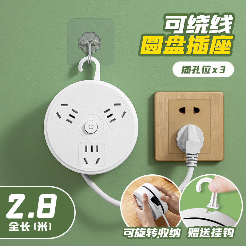 Retractable storage socket with cord, multi-function usb power strip, multi-outlet power strip, electrical plug extension cord