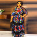 new cross-border spring/summer european and american style floral dress, african  fashion long printed dress
