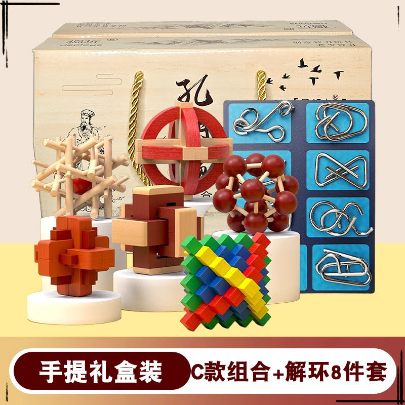 Luban Lock Kindergarten 3 to 6 years old Luban Lock 6 to 12 years old Primary school students full set of brain burning 61 children's puzzle class 6