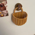 Imitation rattan wall-mounted storage basket retro storage basket satchel small basket fruit basket vegetable basket sundries storage basket