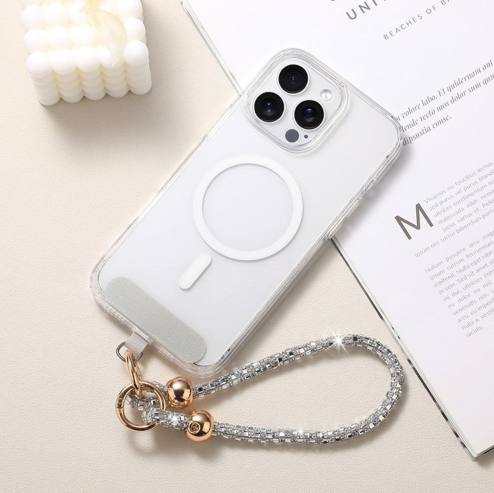 Luxury rhinestone beaded crystal phone lanyard - long crossbody phone strap with shoulder strap attachment for bags