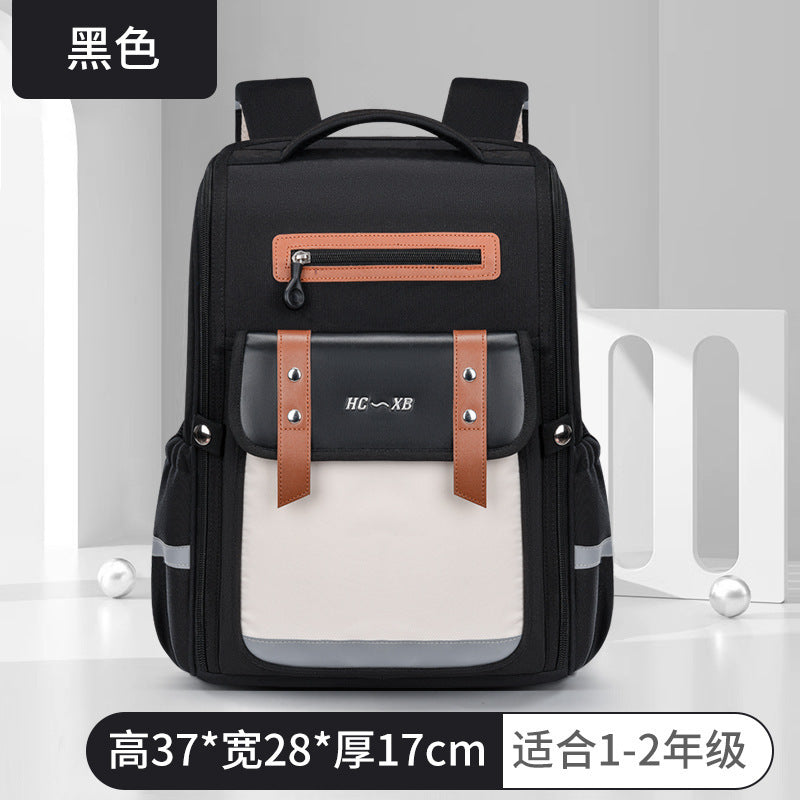 2025 new british style elementary school backpack - grades 1-6, lightweight, large capacity, spine-protecting, hand-carry & shoulder bag