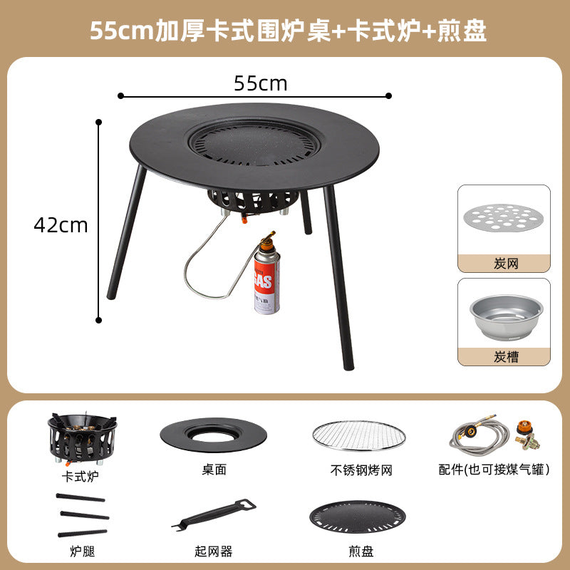 Outdoor bbq grill & tea brewing set - portable, detachable, smokeless patio bbq table - electric & charcoal dual-use grill