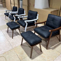 Black walnut color white ash single sofa chair designer modern living room scandinavian casual genuine leather solid wood chair