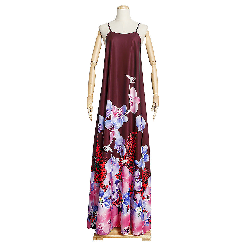 European and american cross-border e-commerce   sleeveless printed dress african plus size women's camisole maxi dress
